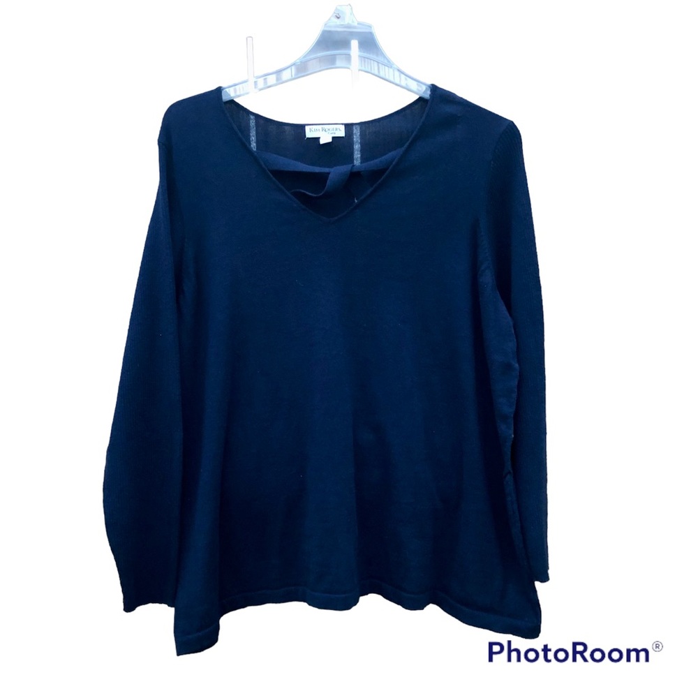 Kim Rogers Sweater Curvy Sz. 2x Navy Long Sleeve